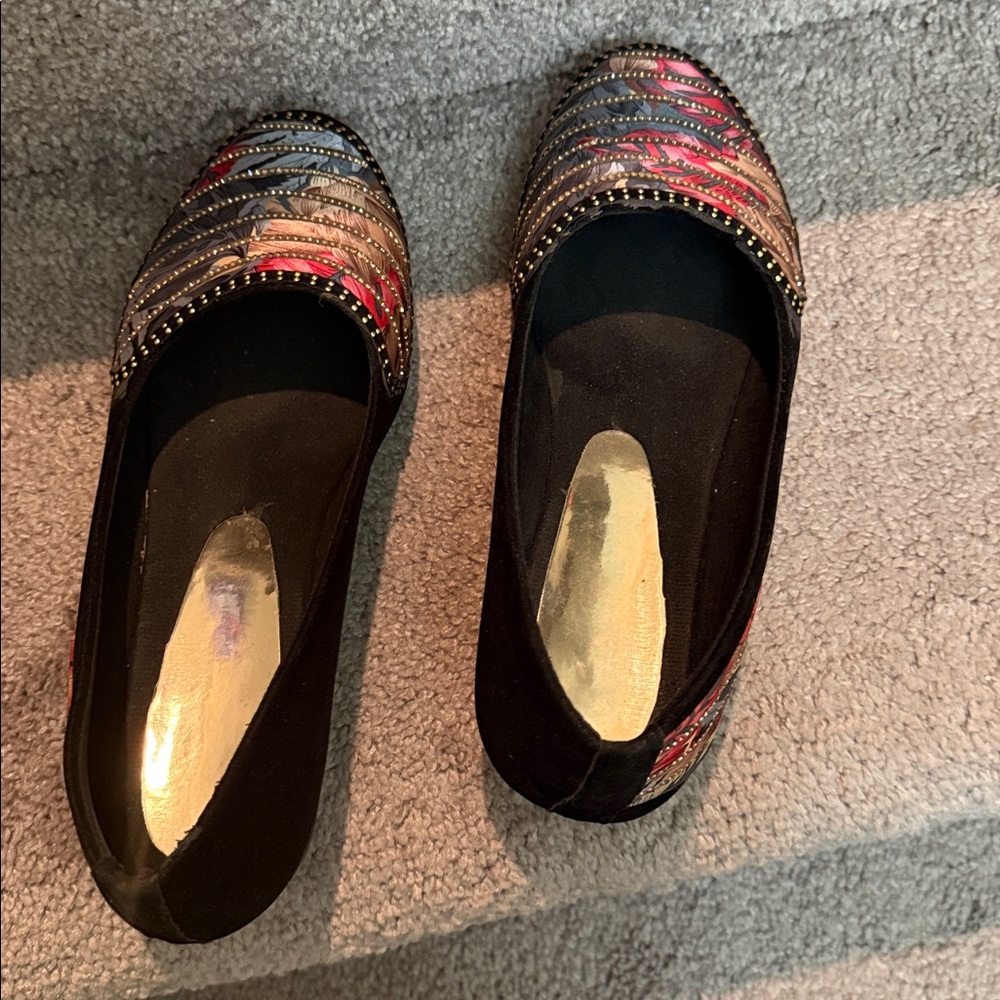 Women's Multicolor Embellished Slip-On Flats